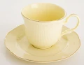 Filiżanka z porcelany beżowo złota  z podstawką 90ml 185551