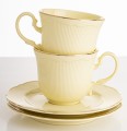 Filiżanka filiżanki porcelana beżowo złote kpl. 2 szt z podstawką  90 m 185553