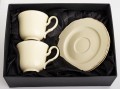 Filiżanka filiżanki porcelana beżowo złote kpl. 2 szt z podstawką  90 m 185553