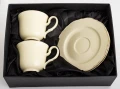 Filiżanka filiżanki porcelana beżowo złote kpl. 2 szt z podstawką  90 m 185553