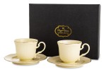 Filiżanka filiżanki porcelana beżowo złote kpl. 2 szt z podstawką  90 m 185553