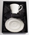 Filiżanka z porcelany biało złota  z podstawką 90ml 185554