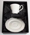 Filiżanka z porcelany biało złota  z podstawką 90ml 185554