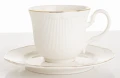 Filiżanka z porcelany biało złota  z podstawką 90ml 185554