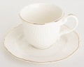 Filiżanka z porcelany biało złota  z podstawką 90ml 185554
