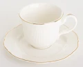 Filiżanka z porcelany biało złota  z podstawką 90ml 185554