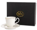 Filiżanka z porcelany biało złota  z podstawką 90ml 185554