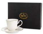 Filiżanka z porcelany biało złota  z podstawką 90ml 185554