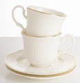 Filiżanka filiżanki porcelana biało złote kpl. 2 szt z podstawką  90 ml 185556