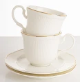 Filiżanka filiżanki porcelana biało złote kpl. 2 szt z podstawką  90 ml 185556
