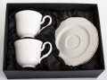 Filiżanka filiżanki porcelana biało złote kpl. 2 szt z podstawką  90 ml 185556