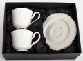 Filiżanka filiżanki porcelana biało złote kpl. 2 szt z podstawką  90 ml 185556