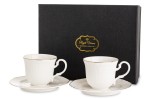 Filiżanka filiżanki porcelana biało złote kpl. 2 szt z podstawką  90 ml 185556