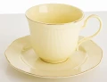Filiżanka z porcelany beżowo złota  z podstawką 220ml 185557