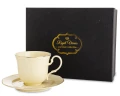 Filiżanka z porcelany beżowo złota  z podstawką 220ml 185557
