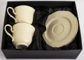 Filiżanka filiżanki porcelana beżowo złote kpl. 2 szt z podstawką  220 m 185558
