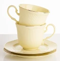 Filiżanka filiżanki porcelana beżowo złote kpl. 2 szt z podstawką  220 m 185558