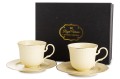 Filiżanka filiżanki porcelana beżowo złote kpl. 2 szt z podstawką  220 m 185558