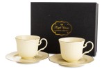 Filiżanka filiżanki porcelana beżowo złote kpl. 2 szt z podstawką  220 m 185558