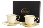 Filiżanka filiżanki porcelana beżowo złote kpl. 2 szt z podstawką  220 m 185558