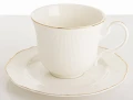 Filiżanka z porcelany biało złota  z podstawką 220ml 185560