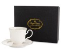 Filiżanka z porcelany biało złota  z podstawką 220ml 185560