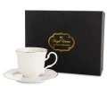 Filiżanka z porcelany biało złota  z podstawką 220ml 185560