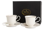Filiżanka filiżanki porcelana biało złote kpl. 2 szt z podstawką  220 ml 185562