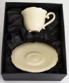 Filiżanka z porcelany beżowo złota  z podstawką 90ml 185574