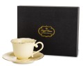Filiżanka z porcelany beżowo złota  z podstawką 90ml 185574
