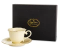 Filiżanka z porcelany beżowo złota  z podstawką 90ml 185574