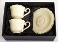 Filiżanka filiżanki porcelana beżowo złote kpl. 2 szt z podstawką  90 m 185567