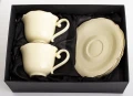 Filiżanka filiżanki porcelana beżowo złote kpl. 2 szt z podstawką  90 m 185567