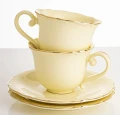 Filiżanka filiżanki porcelana beżowo złote kpl. 2 szt z podstawką  90 m 185567
