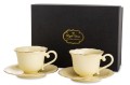 Filiżanka filiżanki porcelana beżowo złote kpl. 2 szt z podstawką  90 m 185567