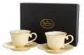 Filiżanka filiżanki porcelana beżowo złote kpl. 2 szt z podstawką  90 m 185567