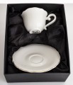Filiżanka z porcelany biało złota  z podstawką 90 ml 185570