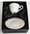 Filiżanka z porcelany biało złota  z podstawką 90 ml 185570