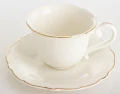 Filiżanka z porcelany biało złota  z podstawką 90 ml 185570