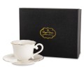 Filiżanka z porcelany biało złota  z podstawką 90 ml 185570