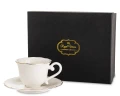 Filiżanka z porcelany biało złota  z podstawką 90 ml 185570