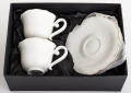 Filiżanka filiżanki porcelana biało złote kpl. 2 szt z podstawką  90 ml 185572