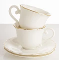Filiżanka filiżanki porcelana biało złote kpl. 2 szt z podstawką  90 ml 185572
