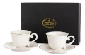 Filiżanka filiżanki porcelana biało złote kpl. 2 szt z podstawką  90 ml 185572