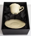 Filiżanka z porcelany beżowo złota  z podstawką 220 ml 185574