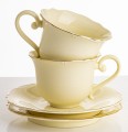 Filiżanka filiżanki porcelana beżowo złote kpl. 2 szt z podstawką  220 m 185576