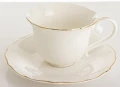 Filiżanka z porcelany biało złota  z podstawką 220 ml 185578