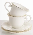 Filiżanka filiżanki porcelana biało złote kpl. 2 szt z podstawką  220 ml 185581