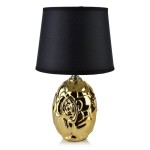 Lampa ceramiczna lampka nocna stołowa złoto-czarna LETI 31,5x16cm HTLA7921 