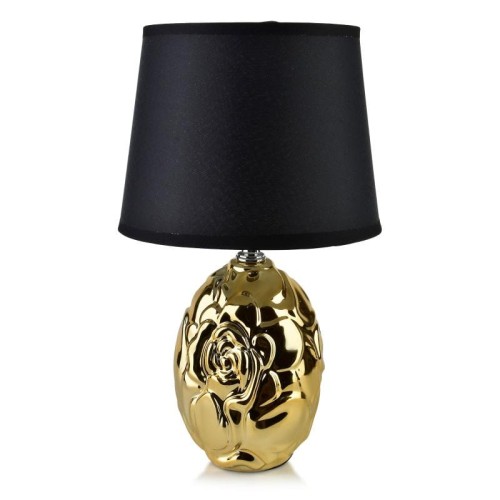 Lampa ceramiczna lampka nocna stołowa złoto-czarna LETI 31,5x16cm HTLA7921